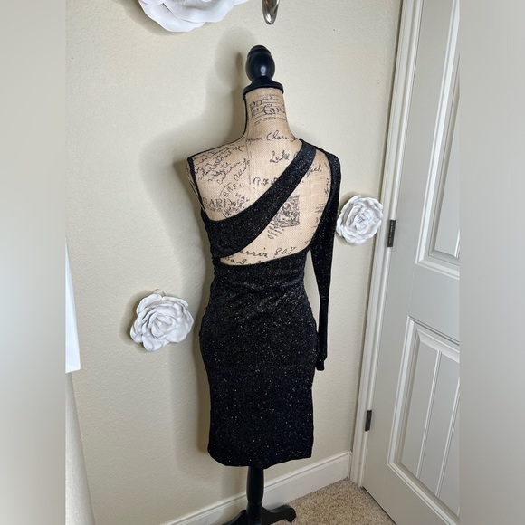 Gianni Bini Multi Colored Glitter Embellished Velvet Ruched Dress Sz 11 - Picture 13 of 16